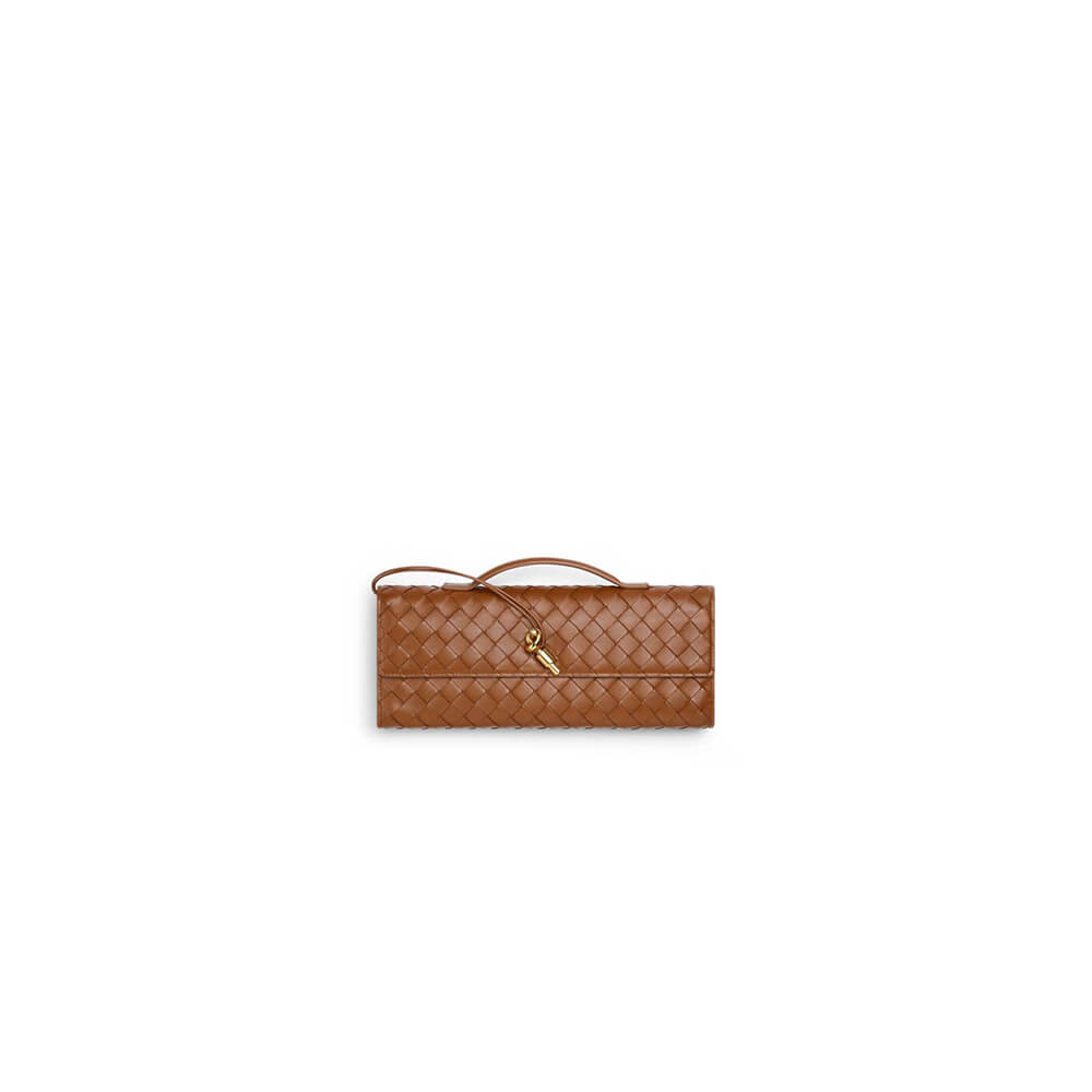 Brown Bottega Veneta Andiamo Clutch (HIGH-END GRADE)