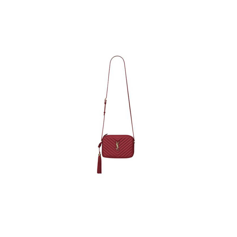 Red YSL LOU CAMERA BAG IN QUILTED LEATHER