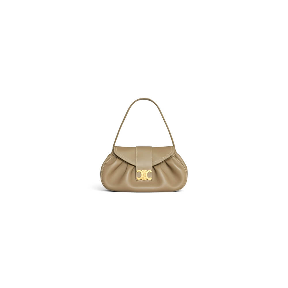 Dark Brown CELINE Medium POLLY bag in soft calfskin