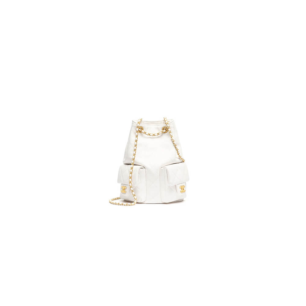 White CHANEL Backpack (high-end grade)