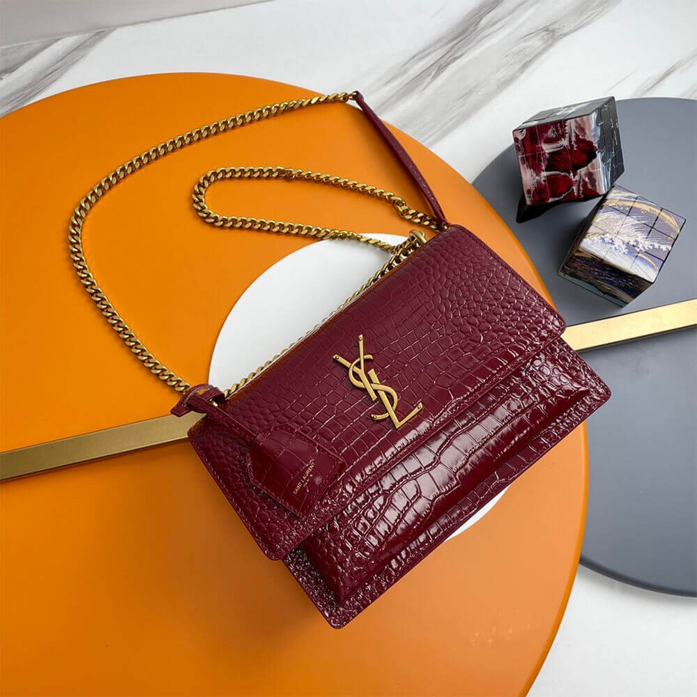 Red YSL Crocodile-embossed leather SUNSET Medium - Image 2