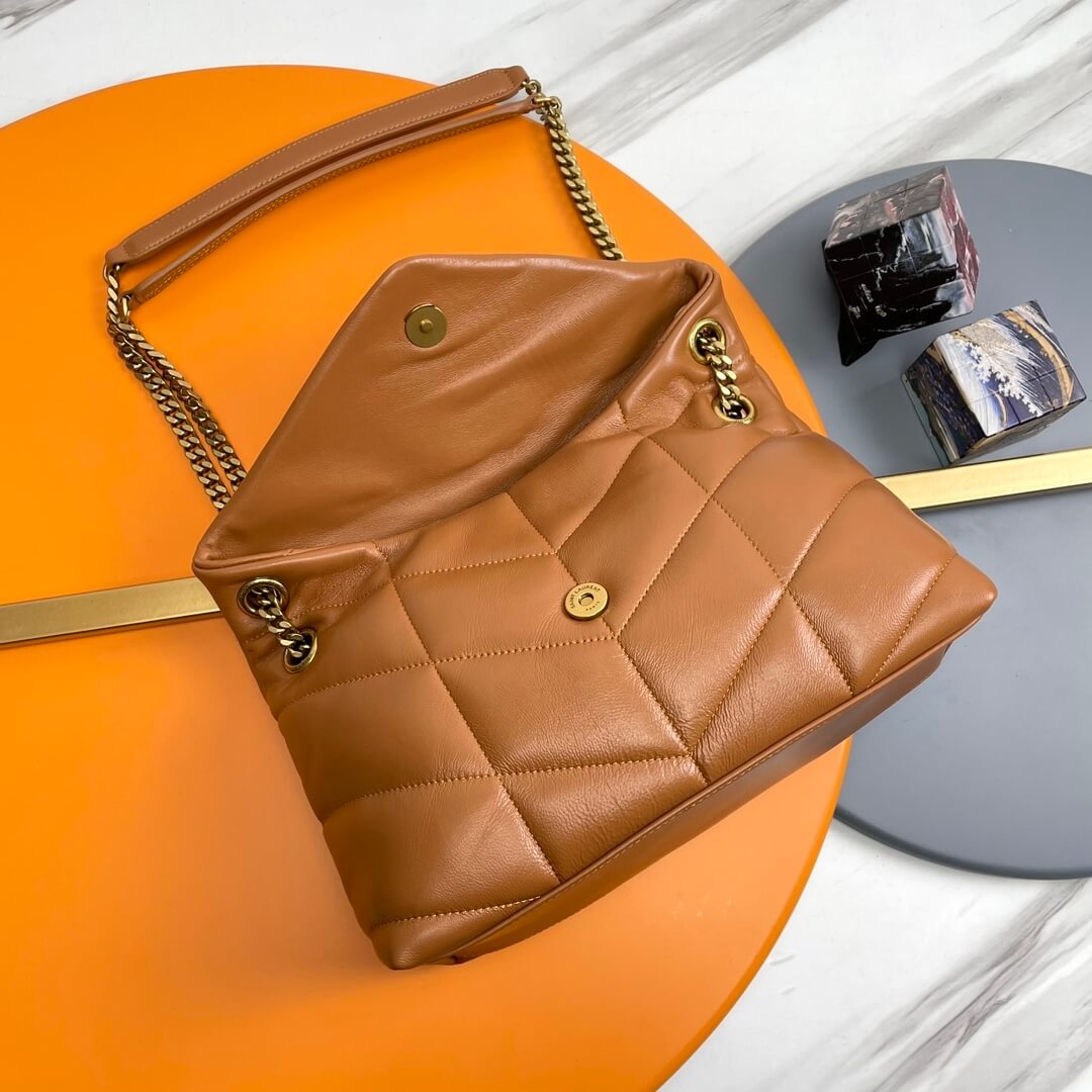 Caramel YSL PUFFER SMALL in Nappa leather - Image 6