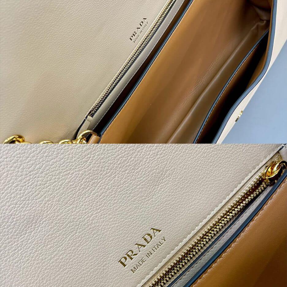 Travertine Prada Medium leather shoulder bag (High-end Grade) - Image 7